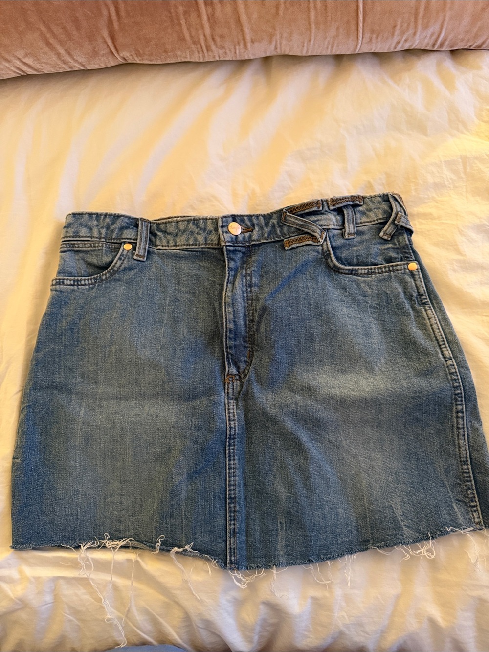 Staud x Wrangler Denim Mini Skirt